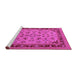 Sideview of Machine Washable Oriental Pink Traditional Rug, wshurb882pnk