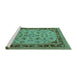 Sideview of Machine Washable Oriental Turquoise Traditional Area Rugs, wshurb882turq