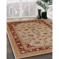 Mid-Century Modern Mahogany Brown Oriental Rug, urb882