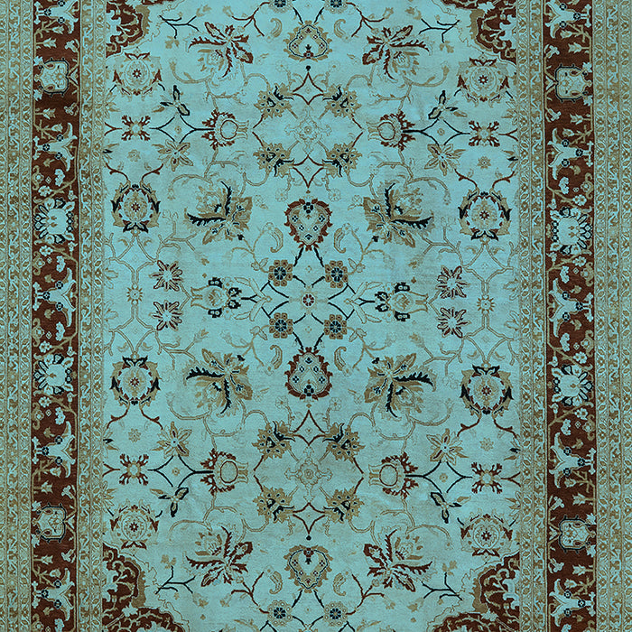 Machine Washable Oriental Light Blue Traditional Rug, wshurb882lblu