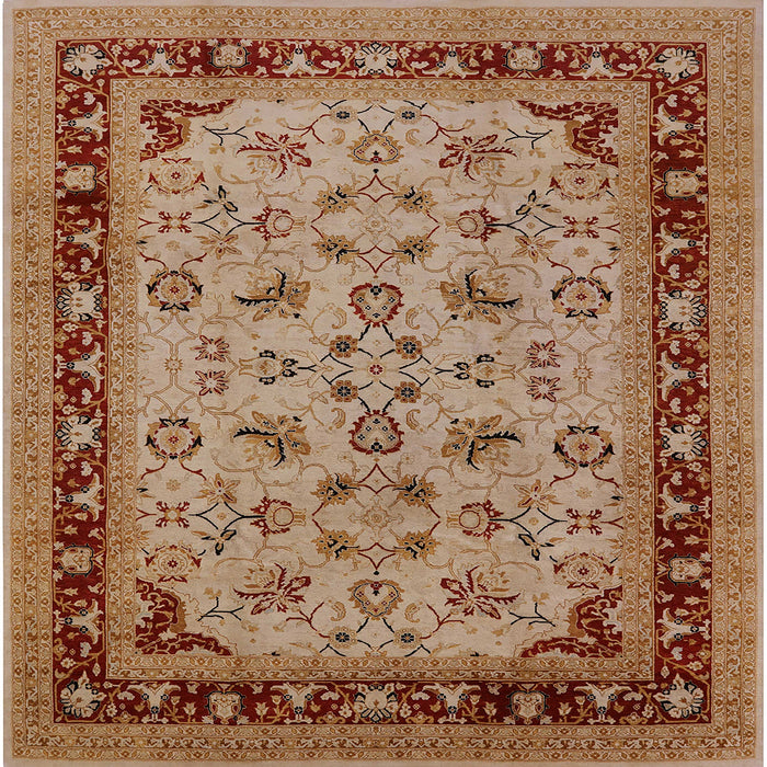 Square Mid-Century Modern Mahogany Brown Oriental Rug, urb882