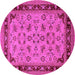Round Oriental Pink Traditional Rug, urb882pnk
