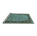 Sideview of Machine Washable Oriental Light Blue Traditional Rug, wshurb882lblu