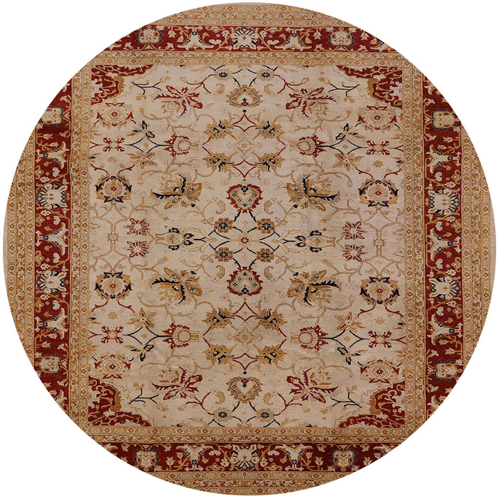 Round Mid-Century Modern Mahogany Brown Oriental Rug, urb882