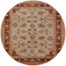 Round Mid-Century Modern Mahogany Brown Oriental Rug, urb882