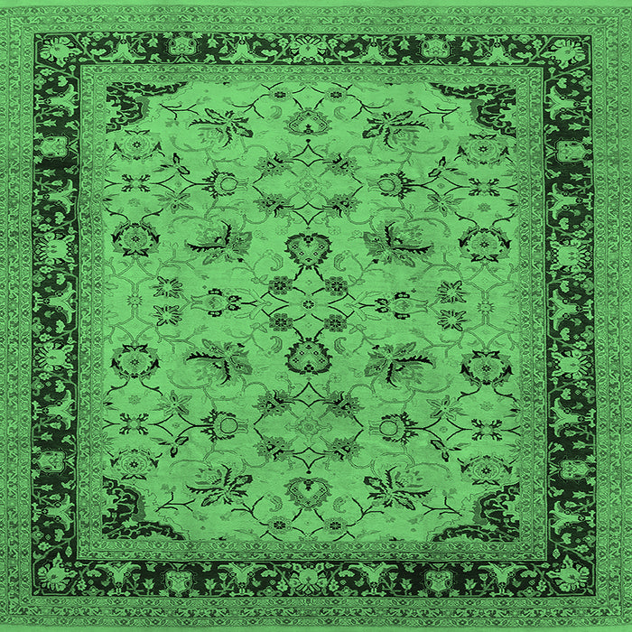 Square Oriental Emerald Green Traditional Rug, urb882emgrn