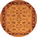 Round Machine Washable Oriental Orange Traditional Area Rugs, wshurb882org