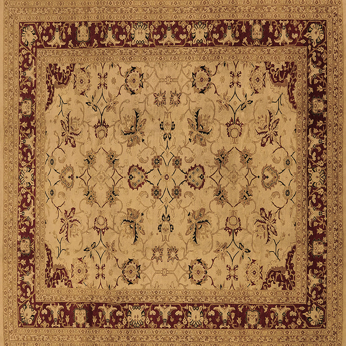 Square Oriental Brown Traditional Rug, urb882brn