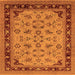 Square Machine Washable Oriental Orange Traditional Area Rugs, wshurb882org