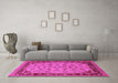 Machine Washable Oriental Pink Traditional Rug in a Living Room, wshurb882pnk