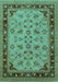 Machine Washable Oriental Turquoise Traditional Area Rugs, wshurb882turq