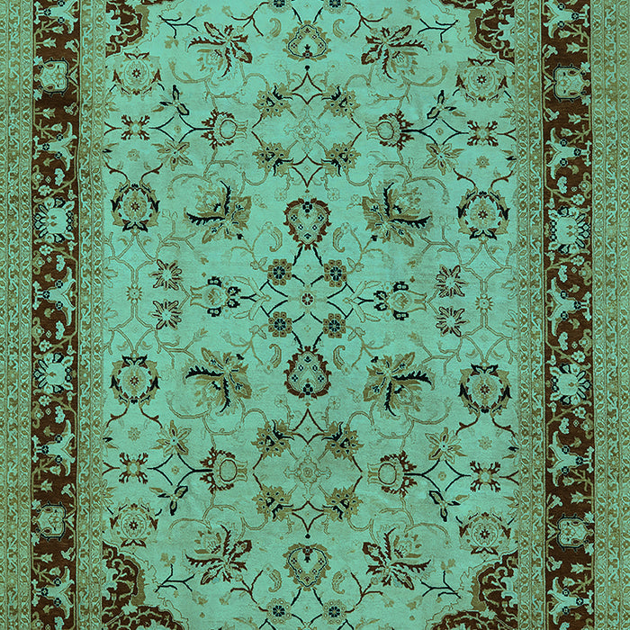 Machine Washable Oriental Turquoise Traditional Area Rugs, wshurb882turq