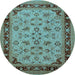 Round Oriental Light Blue Traditional Rug, urb882lblu