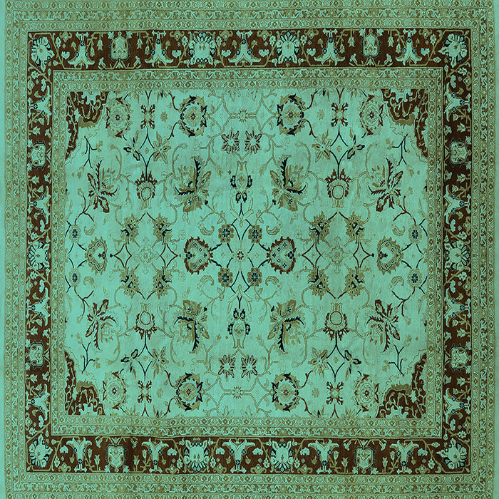 Square Oriental Turquoise Traditional Rug, urb882turq