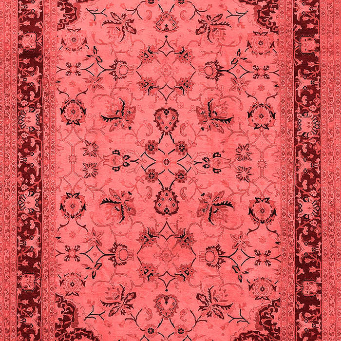 Machine Washable Oriental Red Traditional Rug, wshurb882red