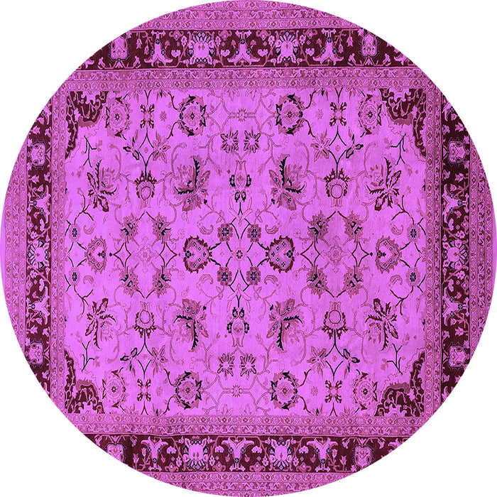 Round Oriental Purple Traditional Rug, urb882pur