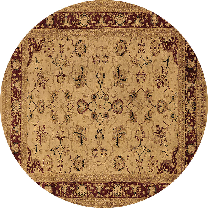 Round Oriental Brown Traditional Rug, urb882brn