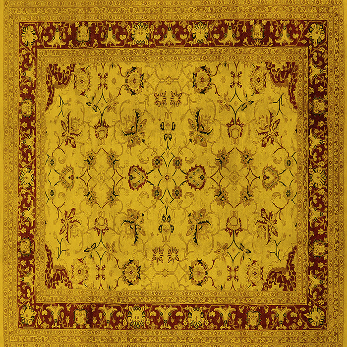Square Oriental Yellow Traditional Rug, urb882yw