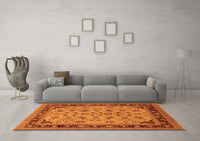 Machine Washable Oriental Orange Traditional Rug, wshurb882org