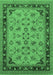 Machine Washable Oriental Emerald Green Traditional Area Rugs, wshurb882emgrn