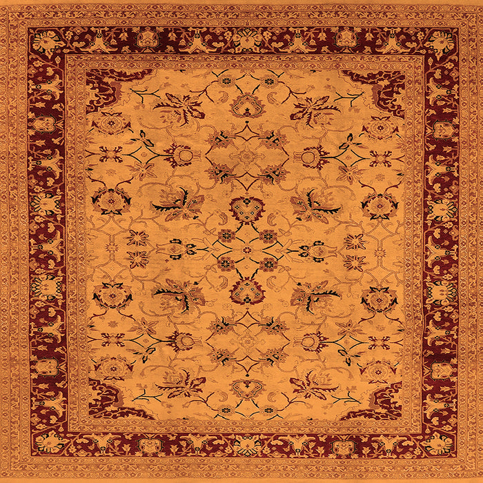 Square Oriental Orange Traditional Rug, urb882org