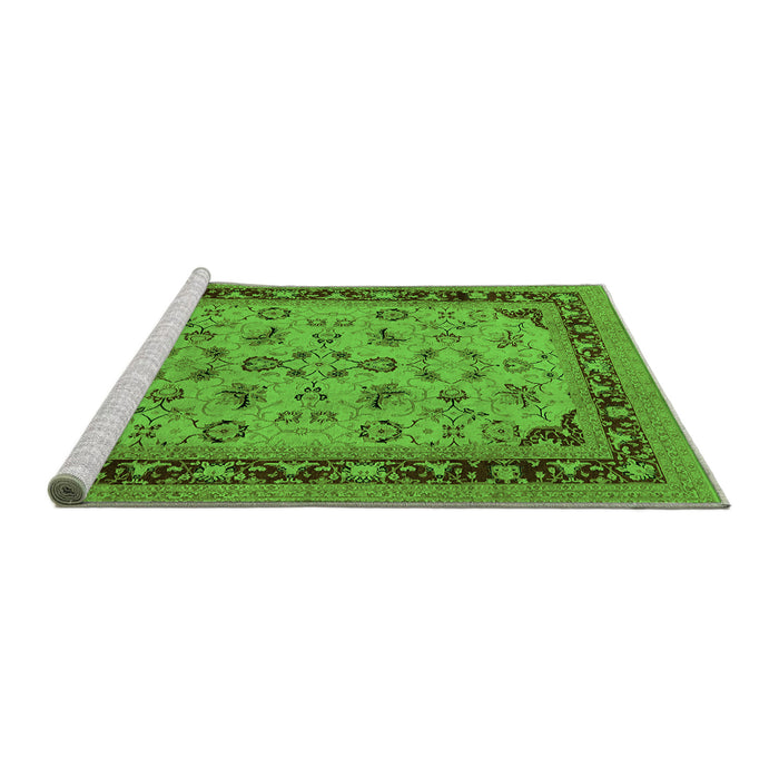 Sideview of Machine Washable Oriental Green Traditional Area Rugs, wshurb882grn