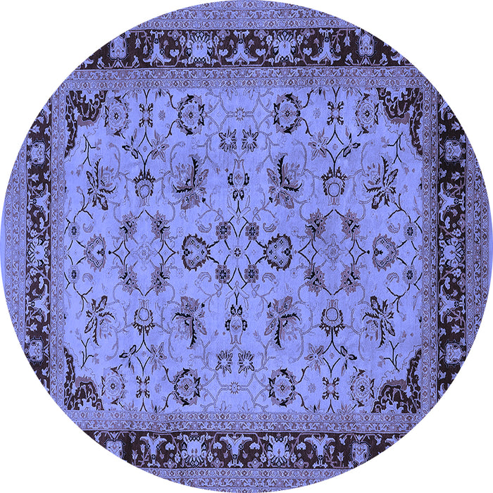 Round Oriental Blue Traditional Rug, urb882blu