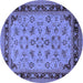Round Oriental Blue Traditional Rug, urb882blu
