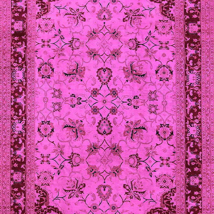 Machine Washable Oriental Pink Traditional Rug, wshurb882pnk