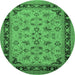 Round Oriental Emerald Green Traditional Rug, urb882emgrn