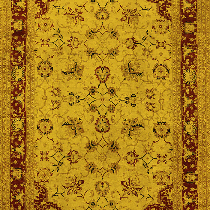 Machine Washable Oriental Yellow Traditional Rug, wshurb882yw