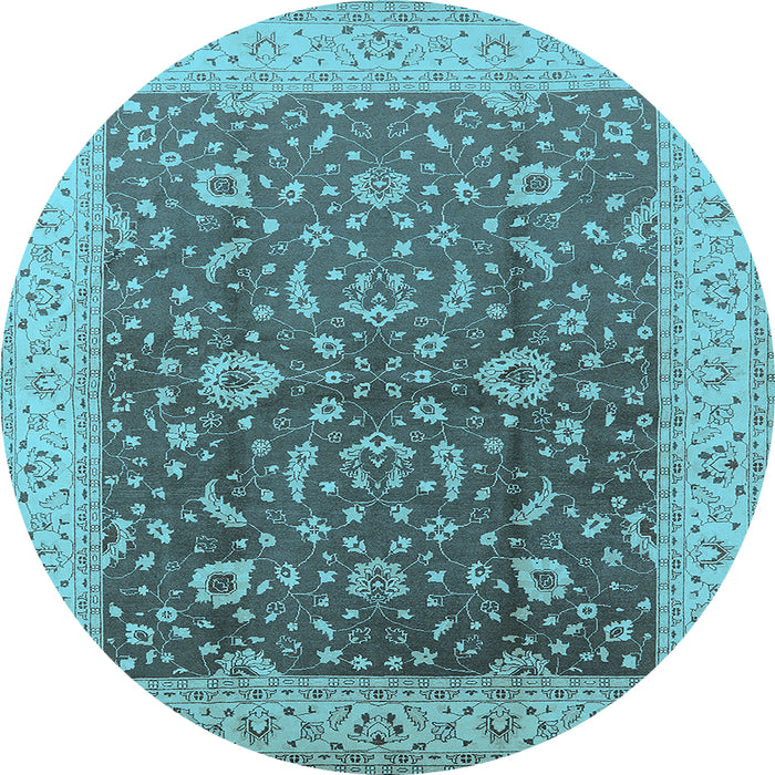 Round Oriental Light Blue Traditional Rug, urb883lblu