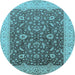 Round Oriental Light Blue Traditional Rug, urb883lblu