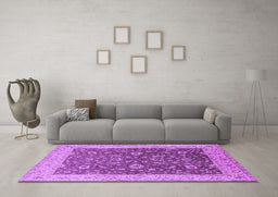 Machine Washable Oriental Purple Traditional Area Rugs in a Living Room, wshurb883pur