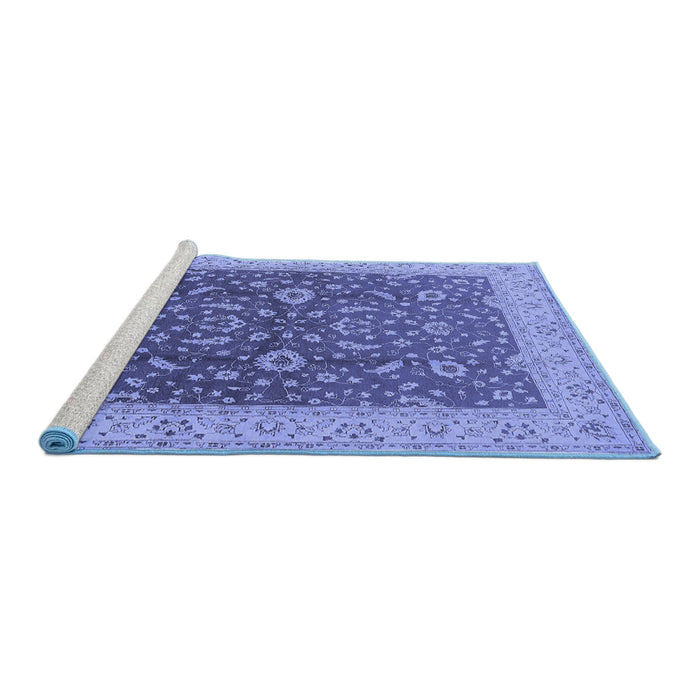 Sideview of Machine Washable Oriental Blue Traditional Rug, wshurb883blu