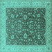 Square Oriental Turquoise Traditional Rug, urb883turq
