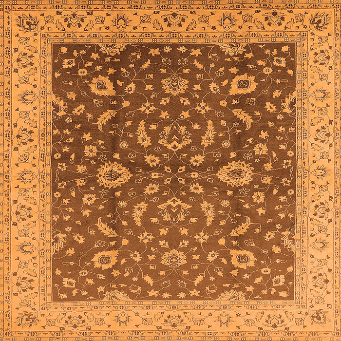Square Machine Washable Oriental Orange Traditional Area Rugs, wshurb883org