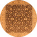 Round Machine Washable Oriental Orange Traditional Area Rugs, wshurb883org