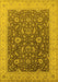 Machine Washable Oriental Yellow Traditional Rug, wshurb883yw