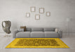 Machine Washable Oriental Yellow Traditional Rug in a Living Room, wshurb883yw