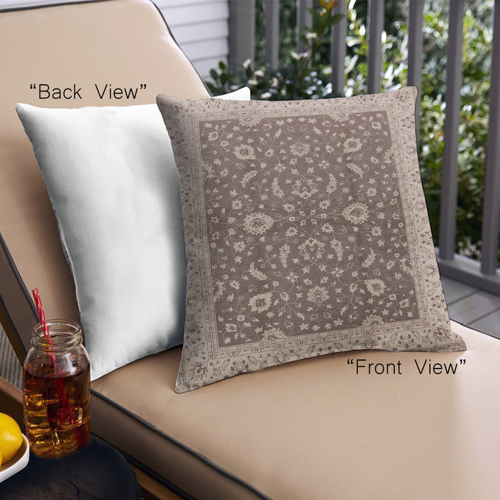 Front View of Mid-Century Modern Urban Square Sepia Brown Throw Pillow, 18 inch by 18 inch, pwurb883