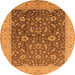 Round Oriental Orange Traditional Rug, urb883org
