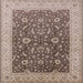Square Mid-Century Modern Reddish Brown Oriental Rug, urb883