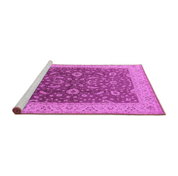 Sideview of Machine Washable Oriental Pink Traditional Rug, wshurb883pnk