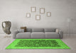 Machine Washable Oriental Green Traditional Area Rugs in a Living Room,, wshurb883grn