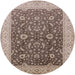 Round Mid-Century Modern Reddish Brown Oriental Rug, urb883
