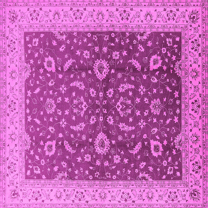 Square Machine Washable Oriental Pink Traditional Rug, wshurb883pnk