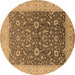 Round Oriental Brown Traditional Rug, urb883brn