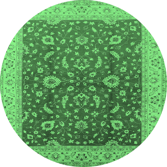 Round Oriental Emerald Green Traditional Rug, urb883emgrn