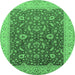Round Oriental Emerald Green Traditional Rug, urb883emgrn